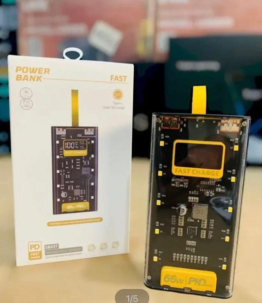 20000mAh Transparent Power Bank β Slim, Lightweight & Dual USB Portable Charger