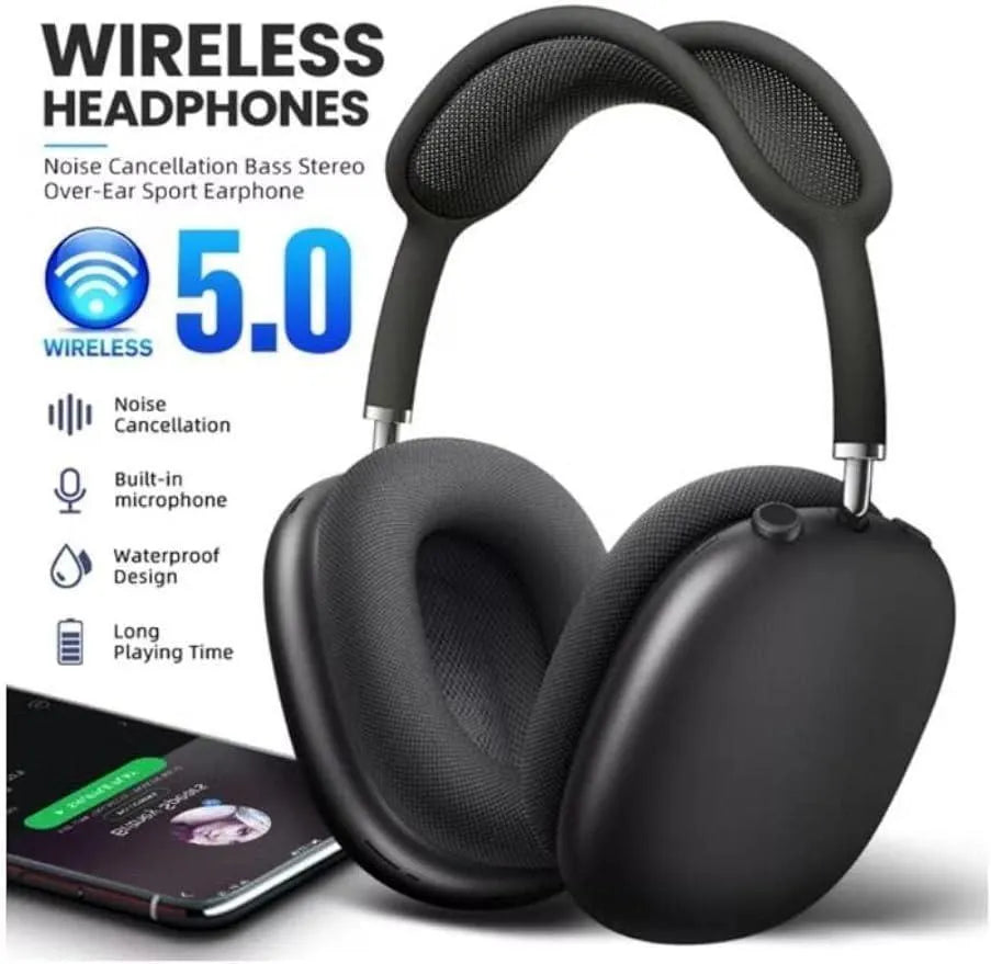 Black Headphone P9 – Stylish Wireless Headset with Premium Sound & Comfort