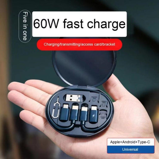 60W Fast Charging Multi-function Charging Cable Kit – 3-in-1 with SIM Tool & Card Slots