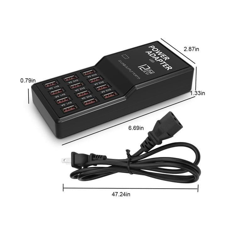 12-Port Fast Charging Adapter 60W – Multi-Device USB Power Hub (Model W858)