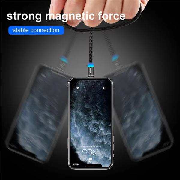 3-in-1 Magnetic Fast Charging Cable | Micro USB, Type-C & iPhone | 360° Rotation with LED