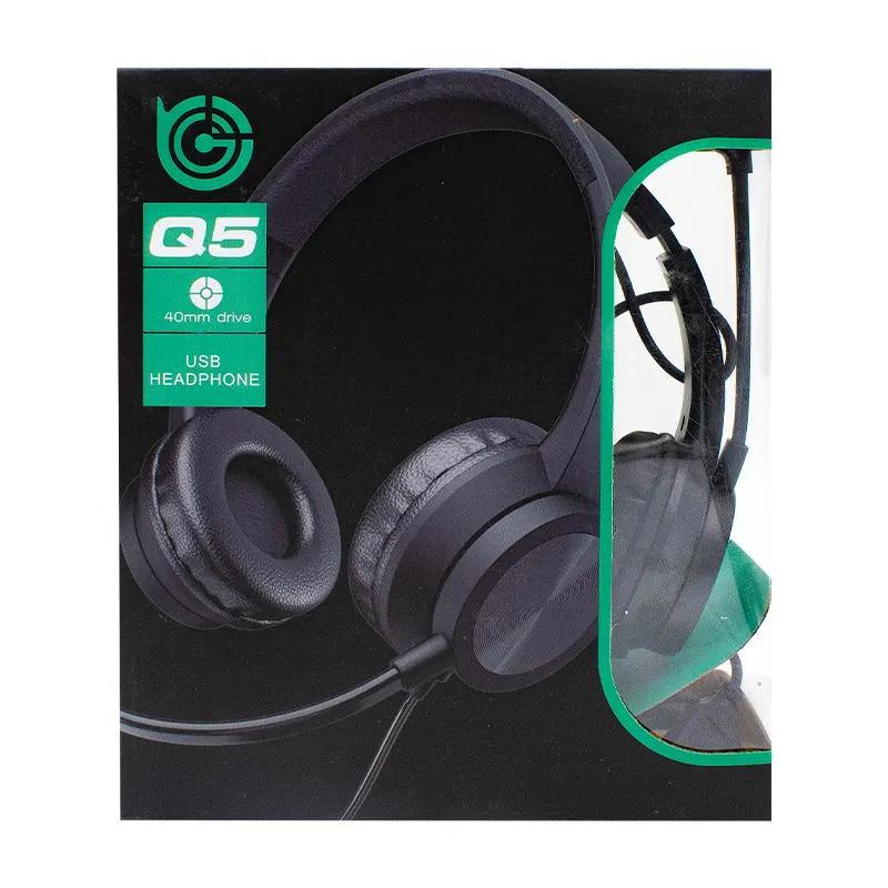 Q5 USB Wired Headphone with Microphone – On-Ear Headset for PC, Laptop & Office Meetings